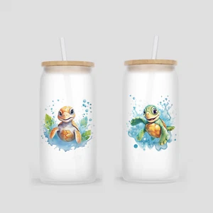oh Cuptastic Glass Mug, Lid & Straw Turtle - In the Water - BLT-408 - Picture 1 of 1