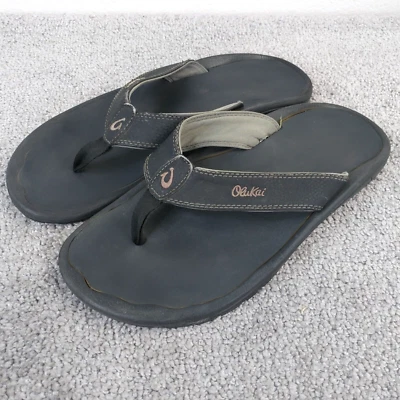 Sandalias OluKai Ohana Para Hombre Talla 12 Zapatos Chanclas Playa Negro Gris Sin Cordones Foto 1 de 4