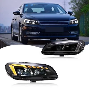  LED Headlights for Passat B7 2012-2015 Projector Front Lamps Pair Assembly - Picture 1 of 5