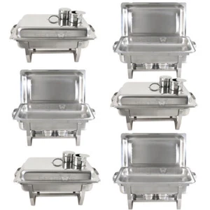 CATERING STAINLESS STEEL CHAFER CHAFING DISH SETS 8 QT FULL SIZE BUFFET 6PCS - Picture 1 of 10