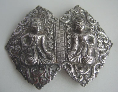 Antique 19th Century Indian Solid Silver Belt Buckle with Mughal Marks 75.5g - image 1 of 4