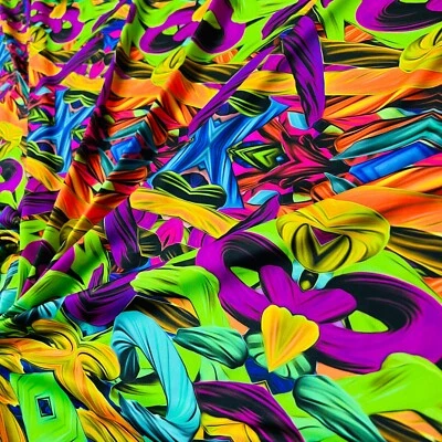 Tela étnica con estampado multicolor de spandex elástica 60" de ancho por yarda para trajes de baño Foto 1 de 4