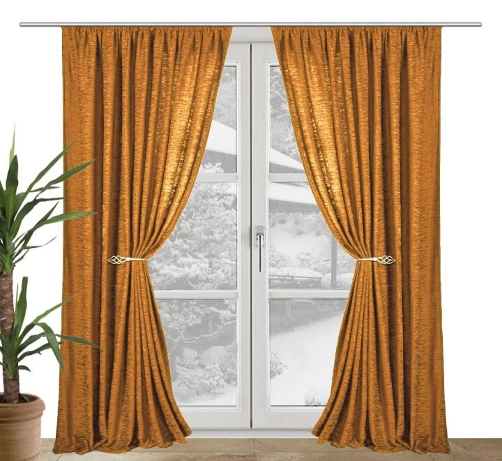 Wirth Deko-Garnitur Chenille Estland mit Kräuselband  Fb. goldfarben - Bild 1 von 1