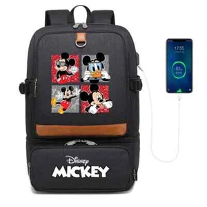 Mickey Minnie Backpacks Laptop USB Waterproof Cooler Bag Picnic Lunch Bag new - Picture 1 of 52