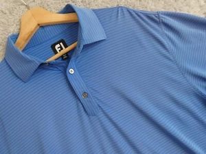 Footjoy FJ Golf Polo Mens Size Large Blue Striped Stretch Shirt FJ Collar - Picture 1 of 9