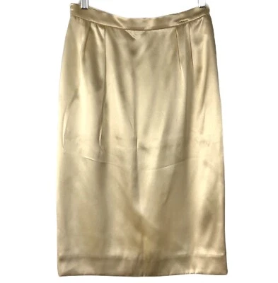 Falda vintage para mujer Albert Nipon talla 10 seda dorada beige noche plisada fiesta Foto 1 de 4