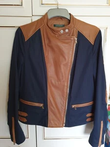 CHAQUETA DE CUERO Y ALGODÓN SUAVE RALPH LAUREN TALLA GRANDE - Imagen 1 de 13
