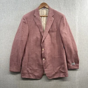 NEW Samuelsohn Blazer Jacket Men 44 Tall Pink Herringbone Sports Coat Wool Linen - Picture 1 of 17