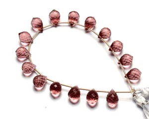Kunzite Color Quartz 11x7 mm Size Faceted Drop Shape Briolette Beads 7" Strand - Picture 1 of 8