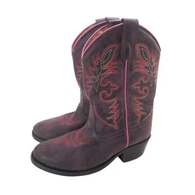 Botas vaqueras Dan Post jóvenes niñas talla 12,5 D púrpura rosa imitación cuero Foto 1 de 4
