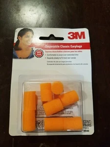 DISPOSABLE Classic EAR PLUGS 4 pairs Orange NEW! NRR 29dB 3M 90580 - Picture 1 of 2