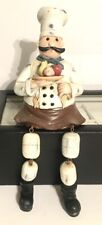 Decorative Wooden Chef w/Fruit Plate and Utensils Shelf Sitter 