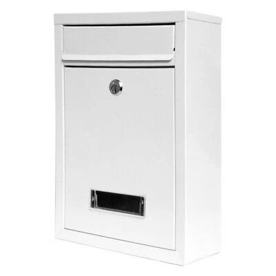 Wall Mounted Post Mail Letter Box Large Postbox Mailbox Letterbox Lockable White - Image 1 of 4