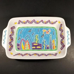 1987 Chaleur Judith Geiger Rectangular Casserole Baking Dish Southwest Abstract - Picture 1 of 10
