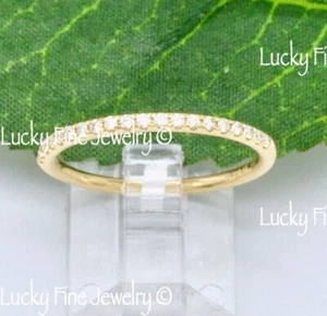 14k Yellow Gold Ladies Natural Diamond Ring stackable Band 0.14 ct - Picture 1 of 5