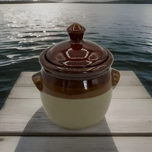 Steingut Tab Henkel Zuckerdose Vintage 70er Jahre dreifarbig braun's - Bild 1 von 5