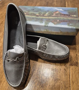 SAS Metro Pewter Silver Leather Slip On Loafers Comfort Shoes- Womens Size 12 - Picture 1 of 6