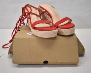 Coutgo Womens Espadrille Wedges Lace Up Platform Ankle Cross Sandals Size 7-1/2 - Picture 1 of 9
