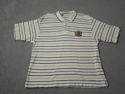 Camisa polo vintage del PGA Tour adulto mediana blanca a rayas silbando estrechos para hombre Foto 1 de 4
