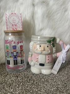 NUEVO 2 Rosa Navidad VIDRIO SORBO Y TAZA CASCANUECES Menta y Pino VACACIONES - Imagen 1 de 3