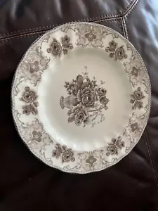 Gaumen & Teller viktorianische braune Rose 10,5"" Essteller gerahmte Kanten - Bild 1 von 3