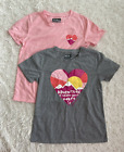 Eddie Bauer Girl's 2-Pack Adventure Hearts Active Shirts Comfy Tops Pink & Grey
