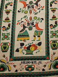 Asciugapiatti Vintage Lino Pocono Mt Souvenir Pa Raccolta Olandese Galli 28" X 16" - Foto 1 di 8