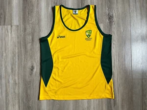 Australien Cricket Shirt ärmellos Asics Weste Trainingstrikot gelb Größe M - Bild 1 von 5