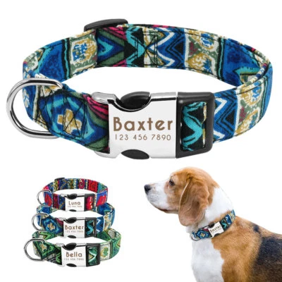 Personalized Customized Dog Collar Nylon Embroidered Adjustable Collar For Dogs - Image 1 of 4