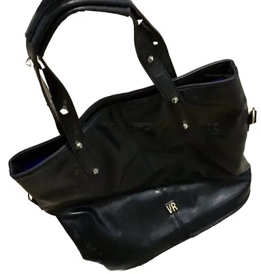 Cartera grande de lujo de rayos violetas - negra y púrpura, detalles con tachuelas elegante bolso Foto 1 de 4