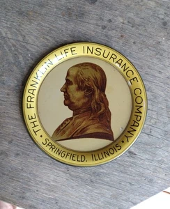 Franklin Life Insurance Co Springfield Ill Metal Tip Tray Antique Advertising - Picture 1 of 4