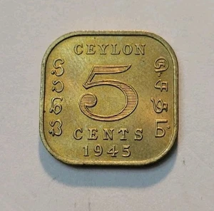 1945 (UNC) Ceylon 5 Cents World Coin - Picture 1 of 2
