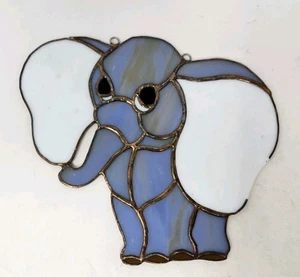 Stained Glass handmade OOAK Baby Elephant sun-catcher's window decoration Retro - Picture 1 of 6