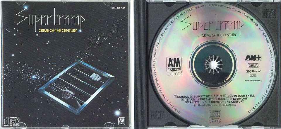 SUPERTRAMP Crime Of The Century WEST GERMANY FRANCE CD early press PRS 1974 Prog - Bild 1 von 1