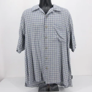Vintage JIMMY'Z Camp Shirt Mens Large Blue Plaid Surf Beach Skate Hawaiian - Picture 1 of 6
