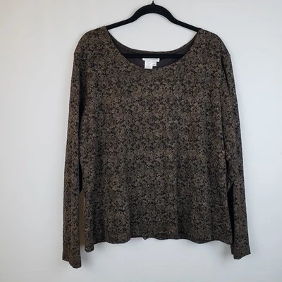 Top Coldwater Creek XXL Marrón Elastizado Manga Larga Forrado Bohemio Bosque Hada  Foto 1 de 4