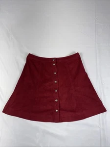 Abercrombie & Fitch Burgundy SZ 8 Faux Suede Button Front Mini A-Line Boho Chic - Picture 1 of 12