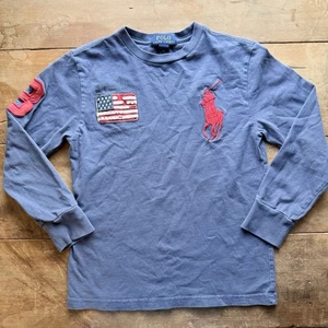 Polo Ralph Lauren Jungen T-Shirt Größe 8 Small marineblau großes Pony Baumwolle adrett - Bild 1 von 9