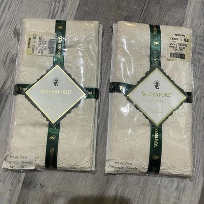Waterford Linens 2 Confezioni da 2 Asciugamani Punta Dita 14”x20” Avorio NUOVI In Confezione - Immagine 1 di 4