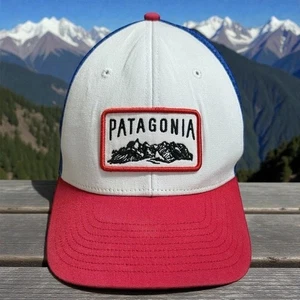Vintage Patagonia Emblem Patch rot weiß blau SnapBack Trucker Mesh Mütze Kappe - Bild 1 von 10