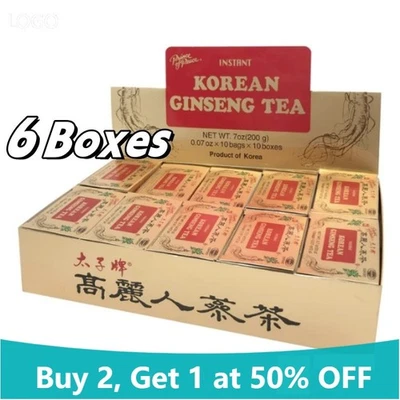 Korean Ginseng Instant Tea, 100 Sachets x 6 Boxes, Red&Gold Box-Prince of Peace