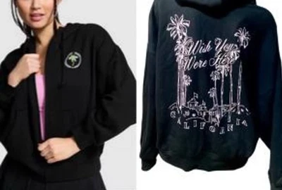 New Victoria’s Secret PINK Hoodie Cali (S) Logo Fleece Full Zip Black NWT - Image 1 of 3