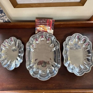 Set 3 Wilton Armetale Serving Bowl Dishs Harmony Oval Shell Scalloped Coastal - Picture 1 of 16