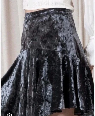 Falda DKNY Terciopelo Triturado Talla S Hasta la Rodilla Cintura Elástica Negra Foto 1 de 4