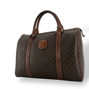 OLD CELINE Mini Boston Triomphe Macadam Pattern Handbag Brown - Picture 1 of 12