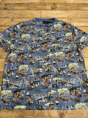 POLO RALPH LAUREN Shirt Mens XL Paris Bear Parisian Scene Classic Fit Blue - Image 1 of 4