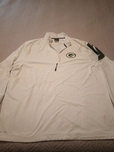 Green Bay Packers Men's XXL White Lined Pullover Nike On Field Dri-Fit 1/4 Zip - Picture 1 of 9