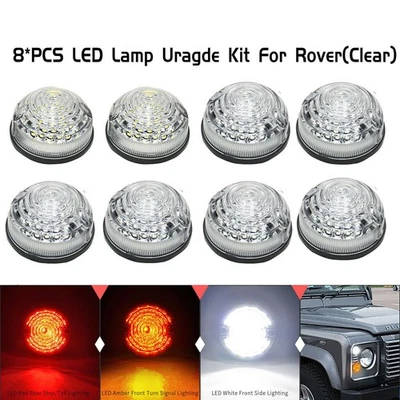 Set 8 pz frecce anteriori posteriori per Land Rover Defender 90 110 vetro trasparente - Immagine 1 di 4