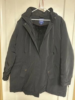 Basic Editions Womens Fleece Lined  3X Black Parka Hooded Jacket-Pre-owned - Image 1 of 4