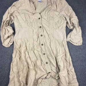 Soft Surroundings Womens Tan Button Down Dress Tencel Blend Size 1 - Picture 1 of 7